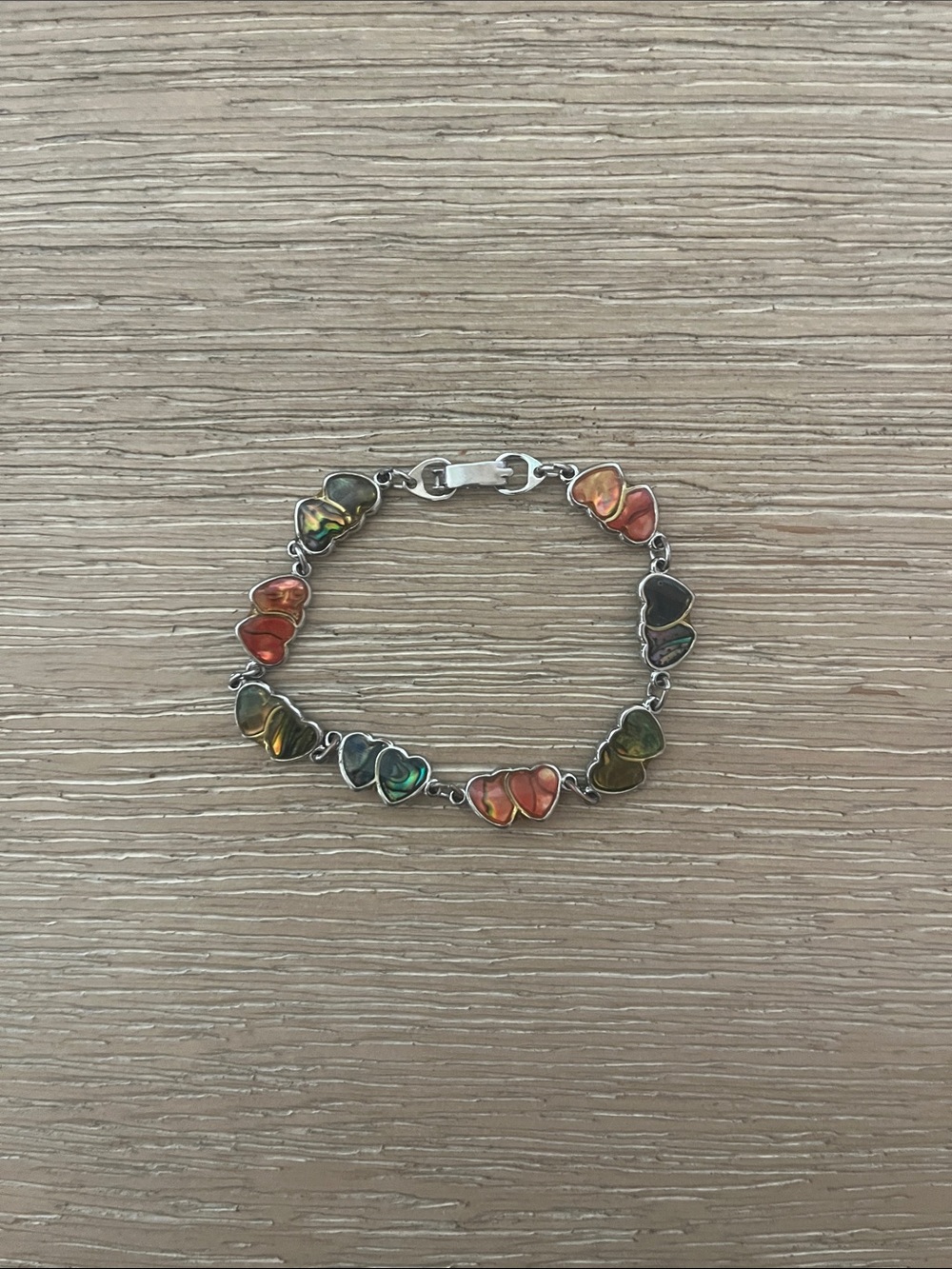 Sterling Silver Multicolor Heart Link Bracelet - Women Jewelry
